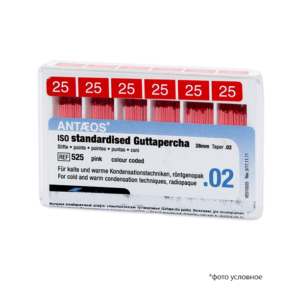 Штифты гуттаперчевые / Guttapercha Points 02 25/28мм 120шт Anteos 525028025 купить