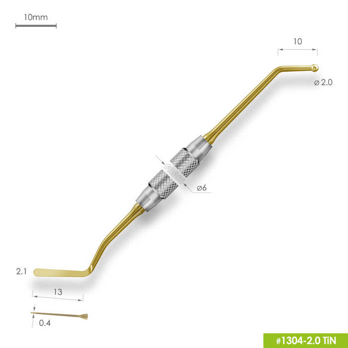 Картинка Гладилка удлиненная средняя с штопфером-шариком O2.0mm ручка O6mm покрытие Gold 1 из 4 