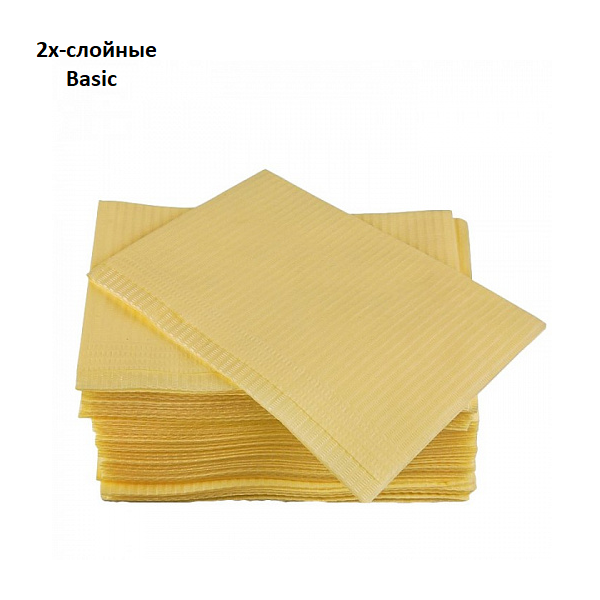 Салфетки (нагрудники) 500шт 1бум+1ПЭ желтые Basic Monoart Euronda 33х45см